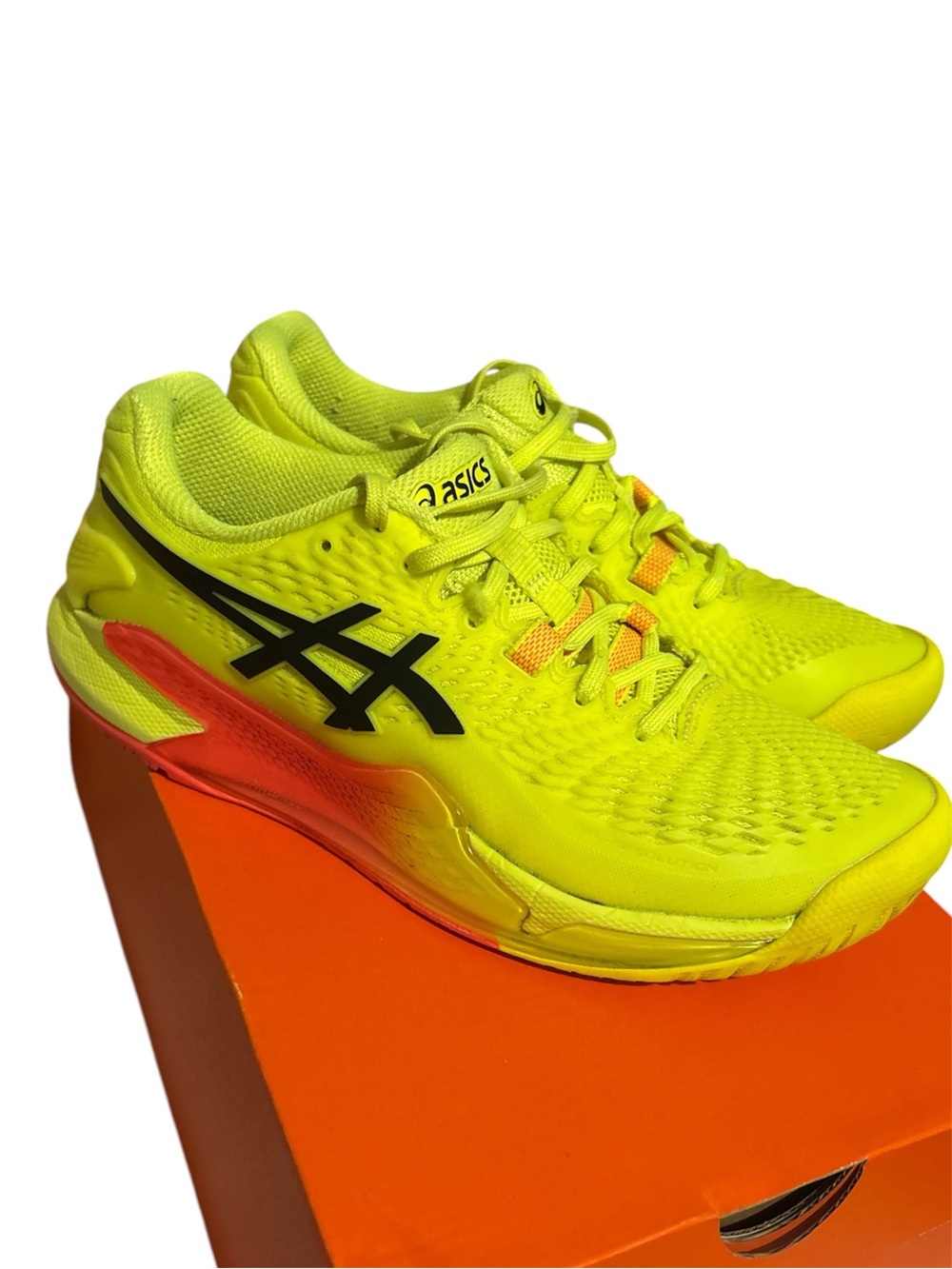 Asics Neon Yellow Athletic Running Shoes with Black Logo - Picture 1 of 7